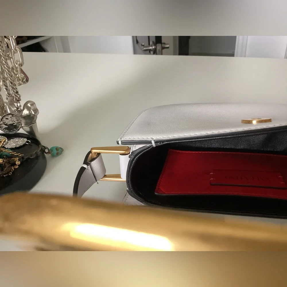 Valentino Garavani White Crossbody Bag with Gold Accent